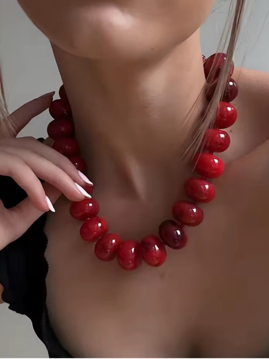 Anthropologie Jewelry - Red Statement Bead Necklace